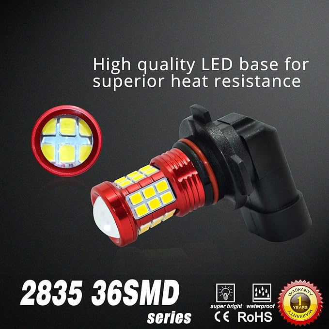 Alla Lighting H8 H11 LED Fog Lights Bulbs 2835 36-SMD 3000lm Extreme Super Bright DRL, 8000K Ice Blue