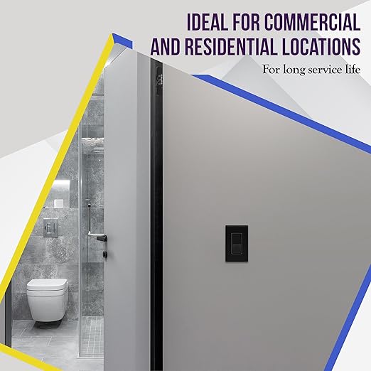 ENERLITES Matte Black Light Switch with Screwless Wall Plate, Decorator Paddle Rocker Wall Switch, Single Pole, Grounding Screw, Residential Grade, 15A 120V/277V, UL Listed, 91150-MBK20P (20 Pack)