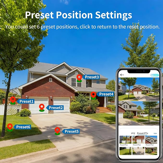 ESCANU Cameras for Home Security with Dual Lens, 2.4G/5G Outdoor Security Camera, WiFi Camera for Home Security, Color Night Vision, 2-Way Audio, Auto Tracking, 24/7 Continuous Recording
