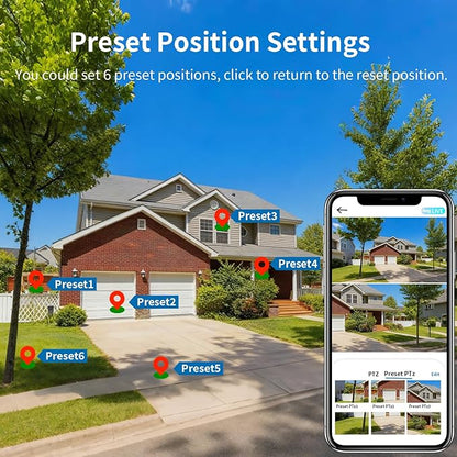 ESCANU Cameras for Home Security with Dual Lens, 2.4G/5G Outdoor Security Camera, WiFi Camera for Home Security, Color Night Vision, 2-Way Audio, Auto Tracking, 24/7 Continuous Recording