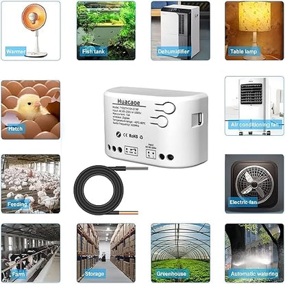 Zigbee 1CH 85-250VIntelligent Temperature Sensor,High Precision Waterproof Probe Sensor,Wireless Intelligent Monitoring,Tuya app Remote Smart Switch(tuya zigbee hub needed)