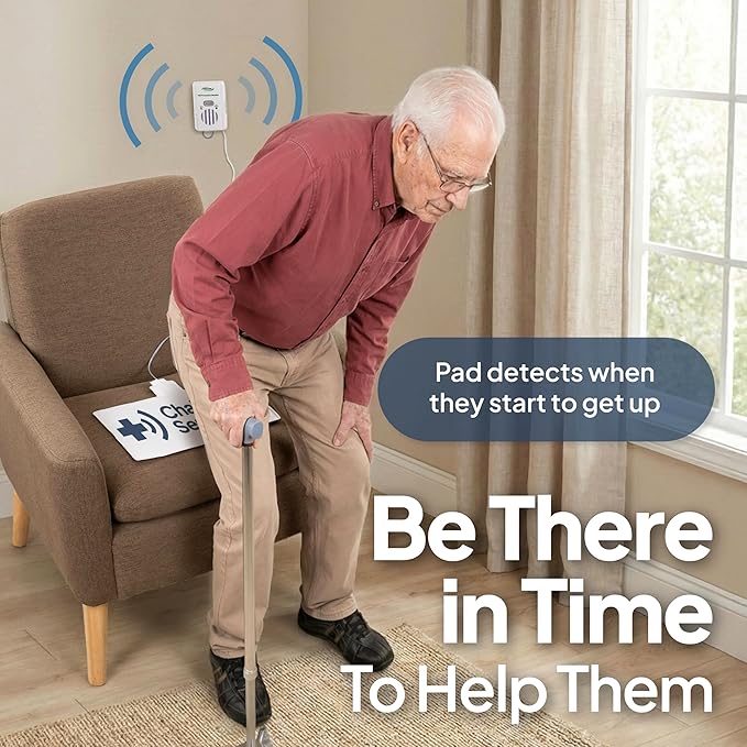 Smart Caregiver® Bed and Chair Exit Alarm System for Fall/Wandering Prevention – Know When They get up! Includes Monitor with 10in x 30in Bed Sensor Pad and 10in x 15in Chair Sensor Pad