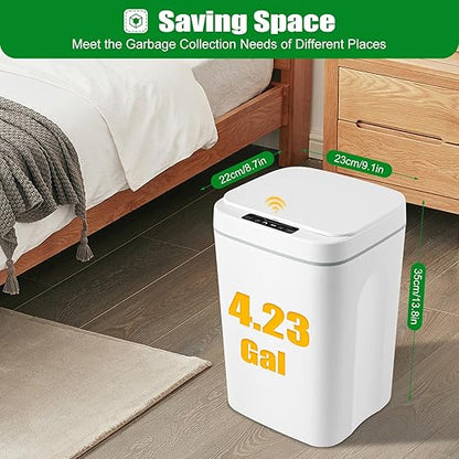 Kitchen Trash Can, 4.22 Gallon Small Motion Sensor Smart Trash Can, Automatic Touchless Garbage Can with Lid for Kitchen Bathroom Bedroom Office