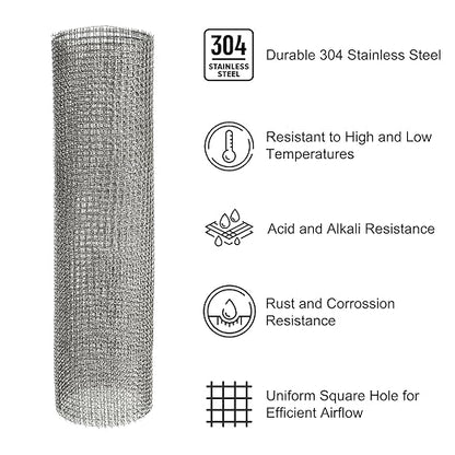 PATIKIL 40" L x 16" W Woven Wire Mesh, 6 Mesh 304 Stainless Steel Air Vent Filter Screen with Gloves for Window Security Vent Cover Filtration Animals Fence