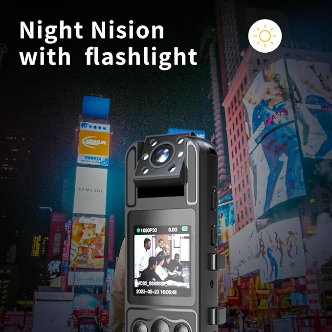 64GB Included, 4K UHD 30FPS Recording,1.4 in Screen Recorder,Body Cameras,Wearable Body Cam,6HR Battery Life, for Outdoor Riding,Home,Sports,Pet Records,Security,Travel Records, JS-06B-2