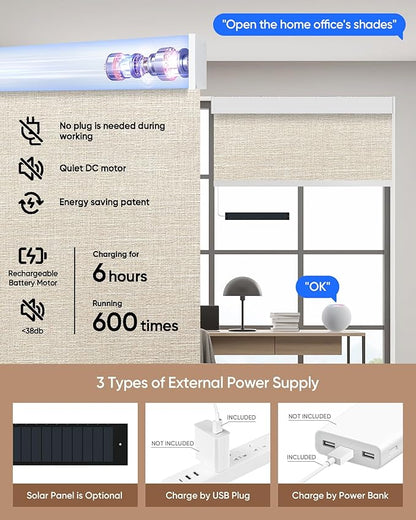 Kincmo Motorized Blinds with Remote,100% Blackout Motorized Roller Shades Work with Apple Homekit,Alexa,Google, Custom Electric Blinds with App,Voice Control (Aurora Beige)