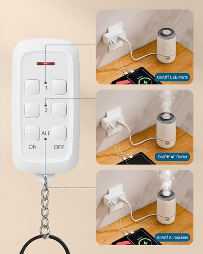 DEWENWILS Wireless Remote Control Outlet, USB-A+C & AC Outlet