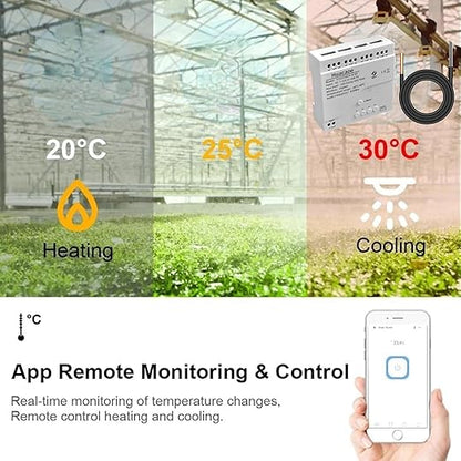 Zigbee 4CH Temperature Monitoring Switch,12V Dry Contact Smart Relay Module,Tuya App Remote Control,with Waterproof Sensor Probe(Tuya Zigbee hub needed)