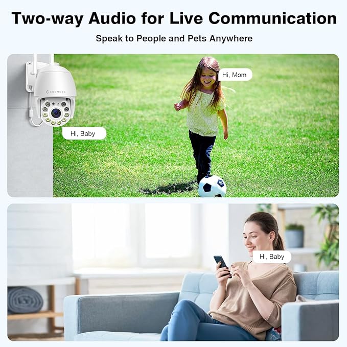 360° View Pan/Tilt/Digital Zoom 5MP WiFi Security Camera Outdoor, Motion Detection, Humanoid Tracking, Floodlight&Siren Alarm, Color Night Vision, PC&Mobile Remote View, Two-Way Audio PTZ