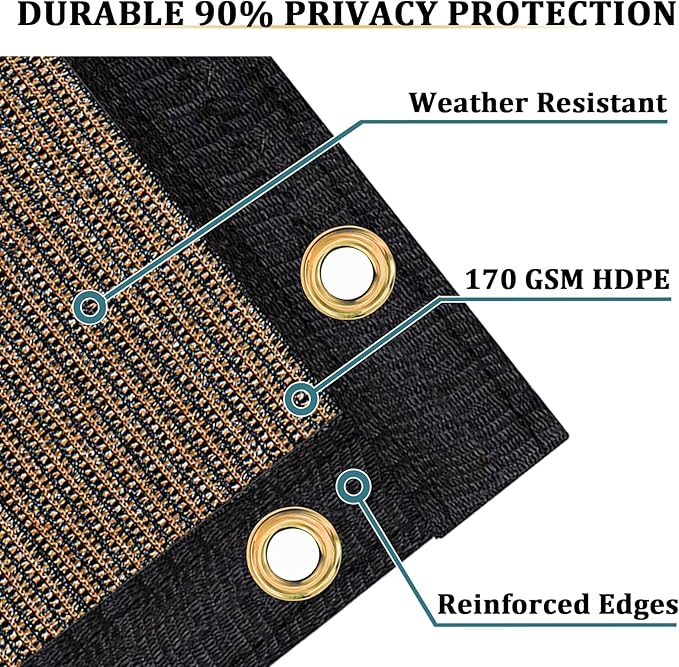 Shade&Beyond 5'x84' Brown Privacy Screen Fence Cover 170 GSM Fencing Mesh Fence Panel for Wall Garden Yard Backyard Indoor Outdoor Home Decoration