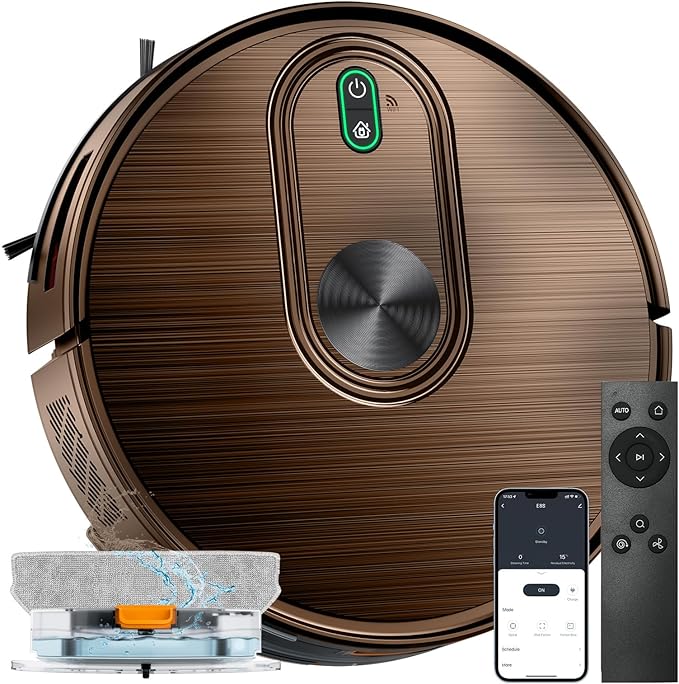 2 in 1 Robot Vacuum and Mop Combo, 6500Pa Suction, Robotic Vacuum Cleaner with 200 Min Runtime, Self-Charging, App/Alexa/Voice Control, Ideal for Hard Floor, Pet Hair, Carpet