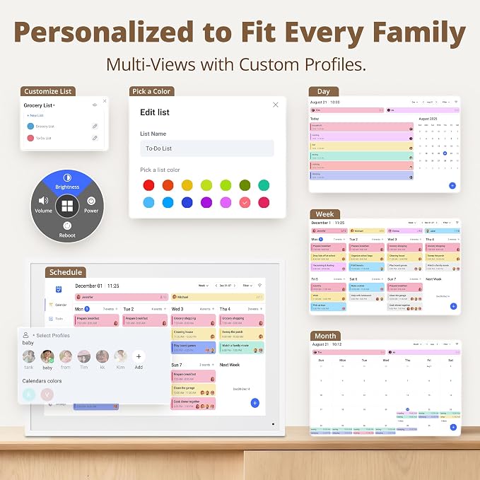 10.1" Digital Calendar Chore Chart – 1080P Full HD Interactive Touchscreen, Smart Family Planner, Hearth Display Digital Wall & Desk Mountable for Seamless Scheduling