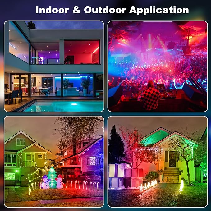 T-SUN RGB Flood Light Bar 2 Pack 50W RGBCW Outdoor Wall Washer Flood Lights | Color Changing LED Wash Lights with APP & Remote Control, Music Sync, Timer, Memory, 2700K-6500K for House Garden Party