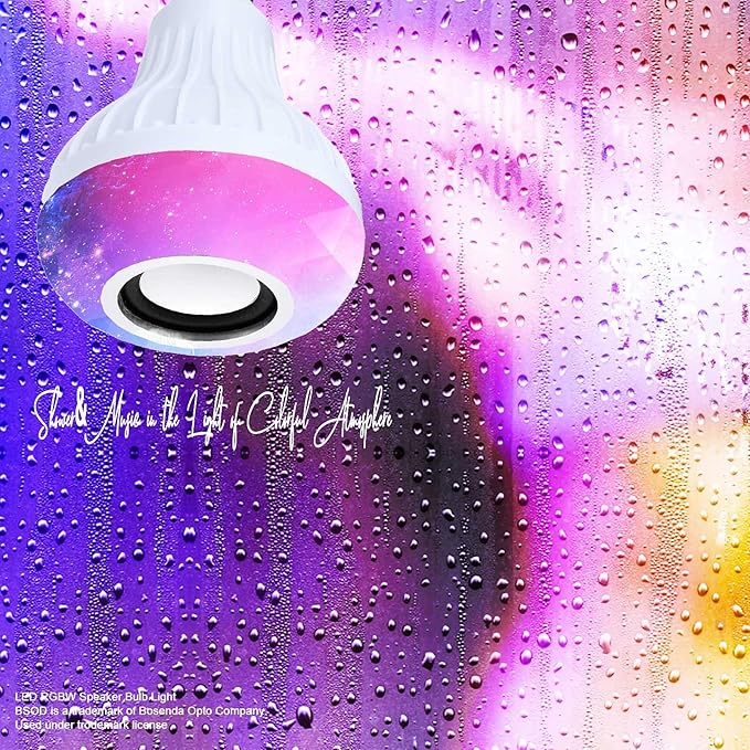LED RGB Bulb Light Smart Bluetooth Music Speaker Changing Color Lamp Shower Head with Remote for Living Room Bathroom