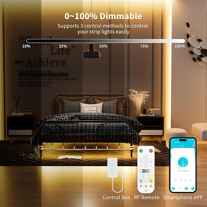 PAUTIX COB LED Strip Lights Addressable 2700K-6500K Chasing White Light CCT Smart IC Tunable Tape Lights 16.4ft Super Bright Dimmable,Alexa Voice Control,for Under Cabinet Bedroom Kitchen DIY Lighting