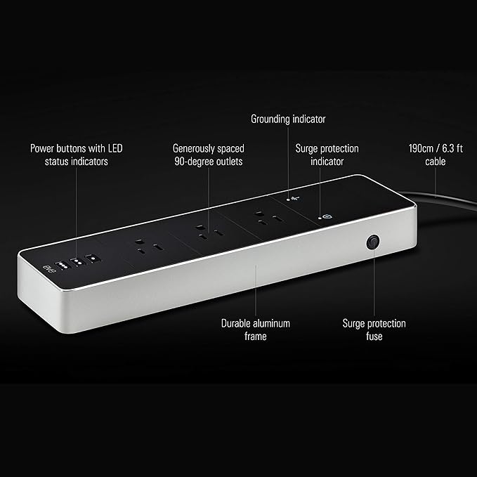 Eve Energy Strip - Smart Triple Outlet & Power Meter for Apple Home, Built-in Schedules & Switches, Surge Protection, overcurrent Protection, overvoltage Protection, Energy metering