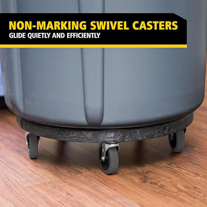 Rubbermaid Commercial Products BRUTE Dolly Black Fits 20 gallon, 32 gallon, 44 gallon, and 55 gallon BRUTE Containers, for Restaurants/Back of House/Offices/Warehouses/Airports/Commercial Environments