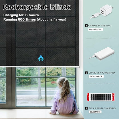 Aprilsmart Motorized Blinds with Remote,Light Filtering Motorized Roller Shades Work with Apple Homekit,Alexa,SmartThings,Google Home,Customize Blinds(Aventus Black-54)