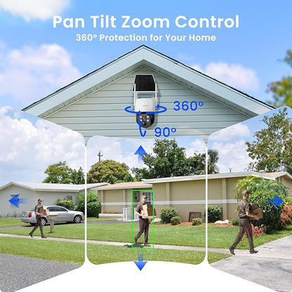 xmartO Wire-Free PTZ Solar Home Security Camera System Wireless, 14-Set 2K 4MP QHD CCTV Camera Kit with 4k 16CH Expandable Wi-Fi 6 NVR, All-Weather Solar Charge