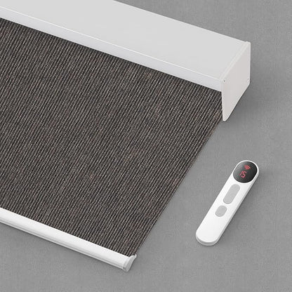 Bringnox Motorized Blinds with Remote,100% Blackout Smart Roller Blinds Compatible with Apple Homekit Google Home and Alexa Via HUB,and Customized (Grain Bronze-26)