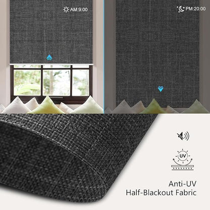 Aprilsmart Motorized Blinds with Remote,Light Filtering Motorized Roller Shades Work with Apple Homekit,Alexa,SmartThings,Google Home,Customize Blinds(Bouvardia Dark Grey-66)