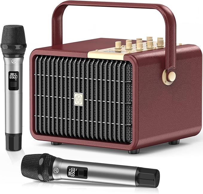 SUPNIU 320W Peak Power Karaoke Machine with Rich Deep Bass for Adults Portable Bluetooth Singing PA Speaker System Bass/Treble Adjustment with 2 UHF Wireless Microphones for Home Party Wedding Outdoor