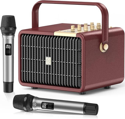 SUPNIU 320W Peak Power Karaoke Machine with Rich Deep Bass for Adults Portable Bluetooth Singing PA Speaker System Bass/Treble Adjustment with 2 UHF Wireless Microphones for Home Party Wedding Outdoor