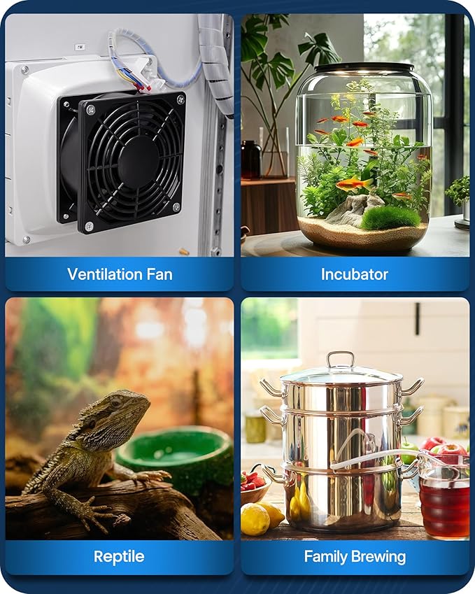 Digital Temperature Controller Outlet, 15A/1800W Heavy Duty Thermostat Plug, VA LCD Display, Heating/Cooling Control, -40°F~210°F, 4 Timer Modes, for Greenhouse Incubator Homebrew W02TC06