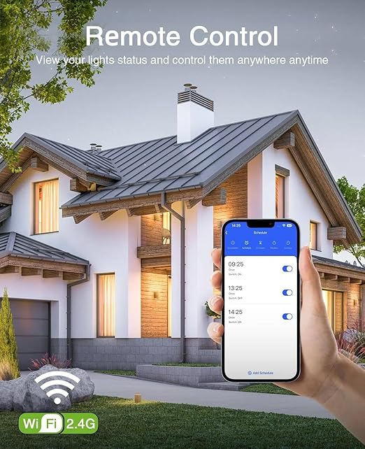 GHome Smart Switches for Lights, WiFi Smart Light Switch Works with Alexa and Google Home, Single Pole, Neutral Wire Required, 2.4Ghz WiFi Light Switch with APP Control, No Hub Required, UL FCC Listed