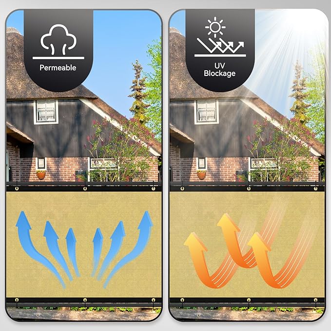8'X46' Privacy Screen Fence 90% Blockage Heavy Duty Fencing Mesh Shade Net Cover for Wall Garden Yard Backyard Sand (We Make Customized)