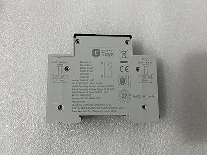 TONGOU DIY 1P+N Smart Wi-Fi Switch, Work with Alexa and Google Assistant for Voice Control, 40A with Energy Monitor, Smart Life/Tuya APP Remote Control, Timer Functions, DIN Rail Mounted,FCC Certified