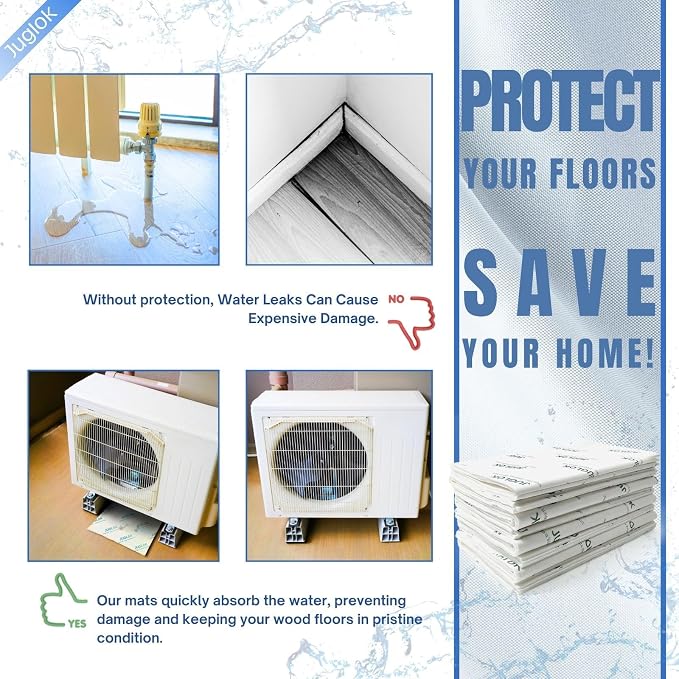 10 Pcs Water Absorbent Mats - 13.8" x 15.8" Reusable Water Absorbing Pads for Home, Kitchen, Garage, and Basement - Hand-Wringable Quick-Dry Water Absorbers (1 Pack, 10 Pcs)