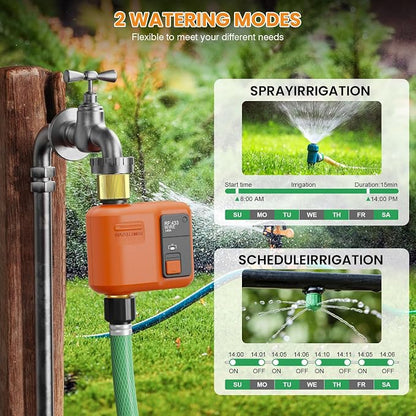 WiFi Water Timer for Garden Hose, Smart Sprinkler Timer with 984ft Long Range, Strong Wall Penetration, APP & Remote Control, Voice Control, Rain Delay, Manual Mode, Watering System