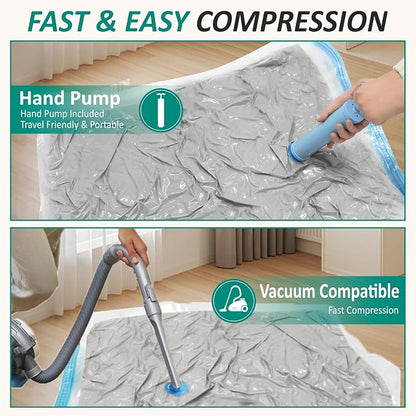 12 Jumbo Vacuum Storage Bags for Blankets & Bedding, Space Saver Bags | Jumbo Capacity for Bulky Bedding; 80% Space-Saving for Blankets, Comforters & Pillows; For Closets & Seasonal Storage