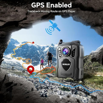 BOBLOV M5 2K 256G Police Body Camera, GPS Enabled &1440P Body Mounted Cam, Body Cam Built-in 4200MAH Battery,15Hours Record, IP67 Water Resistant, for Law Enforcement, with Car Suction Mount