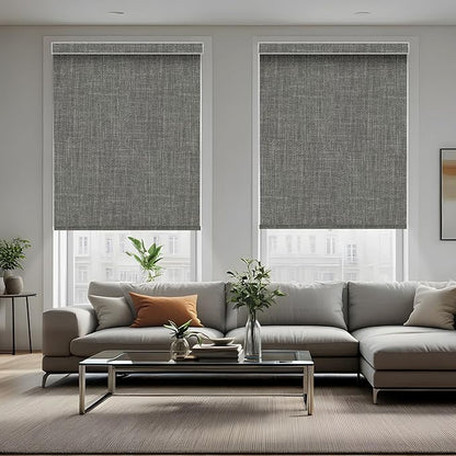 Motorized Roller Shade with Remote,100% Blackout Automatic Shades for Windows,Work with Homekit, Alexa, Google Home,Electric Blinds with Solar Pannel,Custom up110''Wx128''H,Gentle Dove