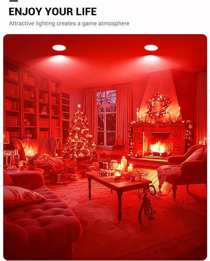 JandCase Christmas Light Bulbs, Red BR30 Flood Light Bulb, 11W(100W Equivalent) LED Recessed Light Bulbs, 900lm, Non-Dimmable, E26 Base, 2 Pack,Christmas Decor