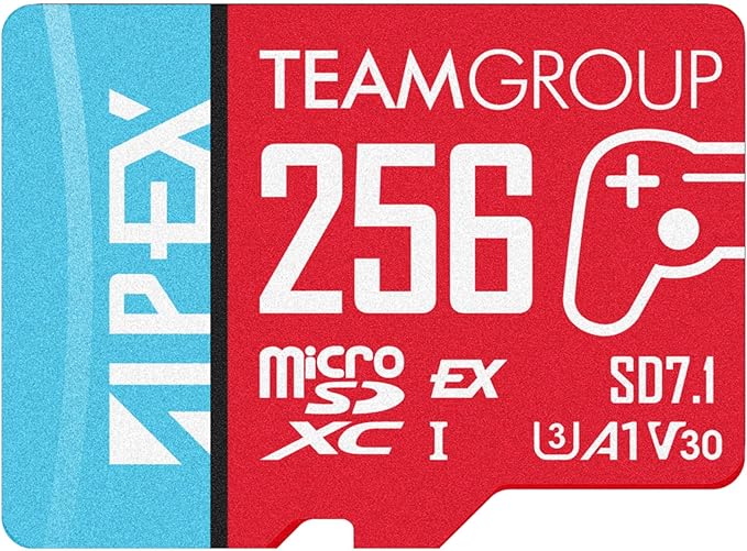 TEAMGROUP APEX 256GB microSD Express Card, microSDXC Memory Card U3 A1 V30 R/W up to 800/700 MB/s, for Nintendo Switch2, UHS-I Compatible, with Adapter TAPMSDE256GIV30A102