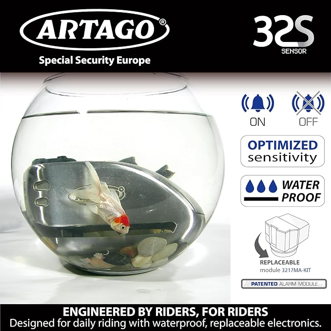 ARTAGO 32 State-of-the-art Motorcycle Disc Lock 2in1 | Smart Alarm, 120dB, Don't Touch Warning | Exclusive SAA Triple Locking, SRA & Sold Secure Gold Approved, Stainless Steel, Brake Anti-Theft Device