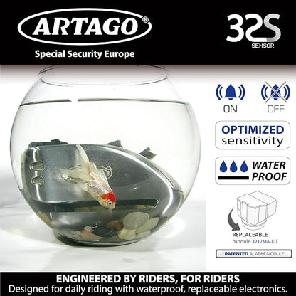ARTAGO 32 State-of-the-art Motorcycle Disc Lock 2in1 | Smart Alarm, 120dB, Don't Touch Warning | Exclusive SAA Triple Locking, SRA & Sold Secure Gold Approved, Stainless Steel, Brake Anti-Theft Device