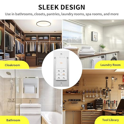 Minoston Timer Lights Switch, 1-60 Min, Countdown Wall Timer for Bathroom Fans, Heaters, Adjustable LED Brightness, 120VAC, Neutral Required, ETL and FCC Listed, White (MT11N)