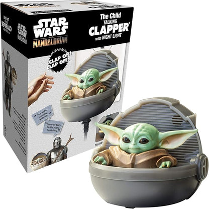 Clapper Star Wars - The Mandalorian - The Child aka Baby Yoda Talking Night Light by Joseph Enterprises, Wireless Sound Activated On/Off Light Switch, Clap Detection