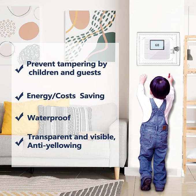 Gedreew Large Thermostat Lock Box Cover with Key, Clear Thermostat Cover with Lock Compatible With Honeywell Home Thermostat On Wall, AC Lock Box Cover with Key Fits Thermostats 5"H x 6" W or Smaller