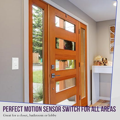 ENERLITES PIR Motion Sensor Switch, No Neutral, 5A/500W, Single Pole, White
