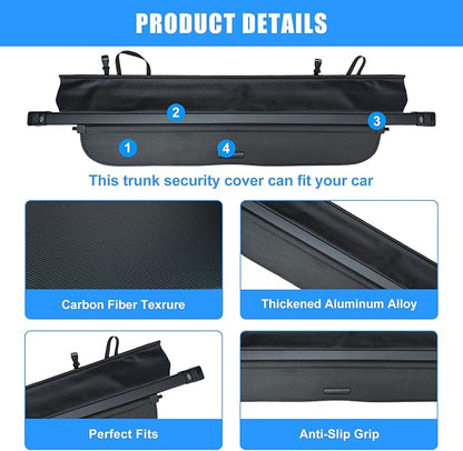 AUXKO Retractable Cargo Cover for Honda CRV 2023-2026, Trunk Cover Shade Cover for 2025 2026 Honda CRV, Shielding Shade Anti-Peeping Luggage Privacy Screen,Carbon Fiber(NOT for Sport Touring Hybrid)