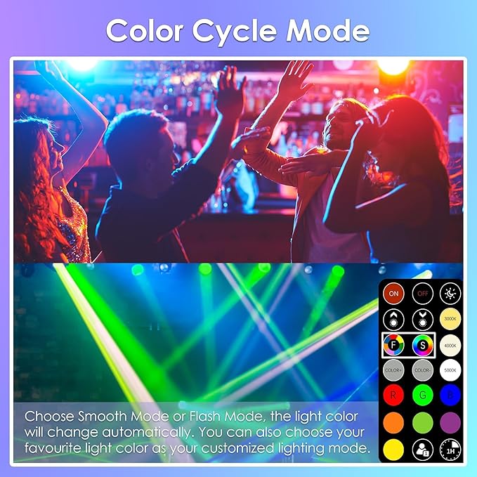 FTL PAR38 LED Color Changing Flood Light Bulb with Remote Control, Dimmable RGB Colored Light Bulbs 14W=100W, 30 Colors, Timer, 2700K-6000K, Outdoor Spotlight Bulbs for Recessed Can Lighting 2-Pack