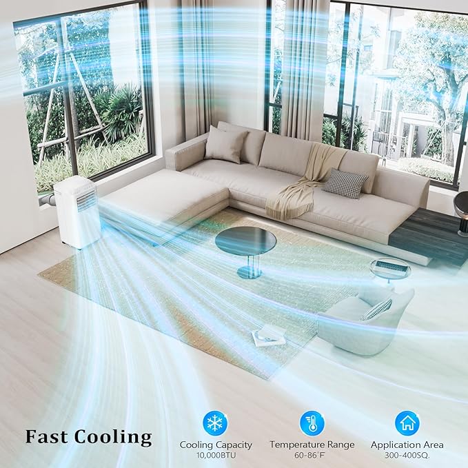 ROVSUN WiFi Enabled Smart 10000 BTU Portable Air Conditioner with Remote & APP Control, 3-in-1 Cooler, Dehumidifier & Fan, Powerful Room Mobile AC Unit with Rolling Wheels & Easy Installation Kit