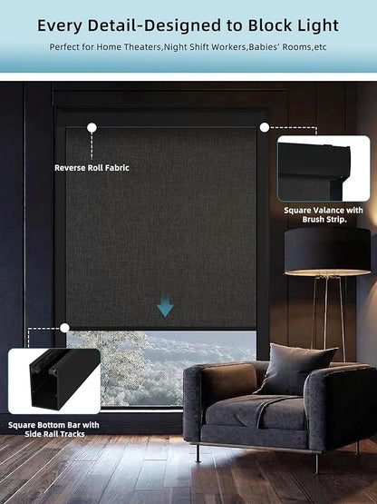 SmartWings Motorized Smart Blinds with Remote, Custom Automatic 100% Blackout Roller Shade Compatible with Alexa/Homekit/Google, Electric Smart Blinds for Indoor Windows, Bouvardia Dark Grey