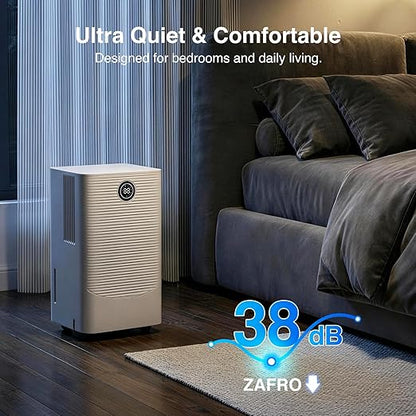 ZAFRO Dehumidifier for Home & Basement with Drain Hose, Energy Efficient 24 Pints Dehumidifier, Auto or Manual Drainage, Auto Defrost, 3 Modes, 24 Hours Timer