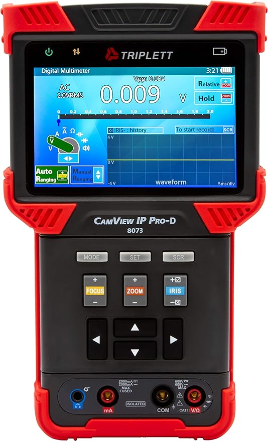 Triplett 8073 CamView IP Pro-D CCTV Camera Tester with Built-in DHCP Server - IP, AHD 2.0, HD-TVI 3.0, HD-CVI 3.0